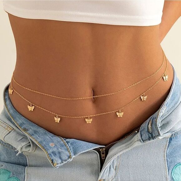 NWOT Gold Butterfly Waist Chain - Picture 1 of 4